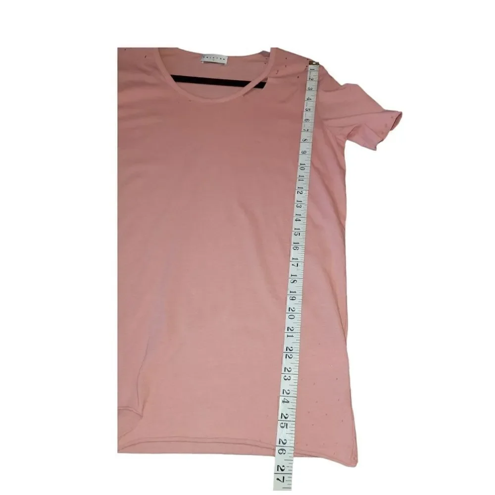 NWOT Drifter Dusty Pink Mauve Distressed Shredded Short Sleeve Top t-shirt M - Picture 8 of 13